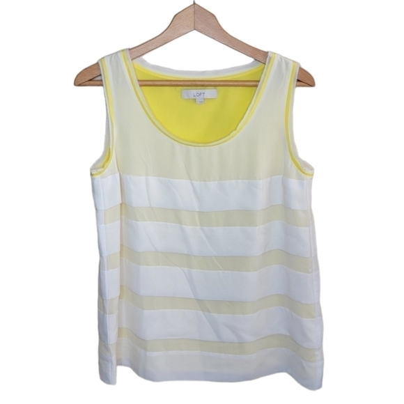 Loft | White & Yellow Thick Striped Sleeveless Tank Top Blouse Womens Small - Picture 1 of 5